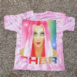 Pink Tie-Dye Cher Graphic T-Shirt
